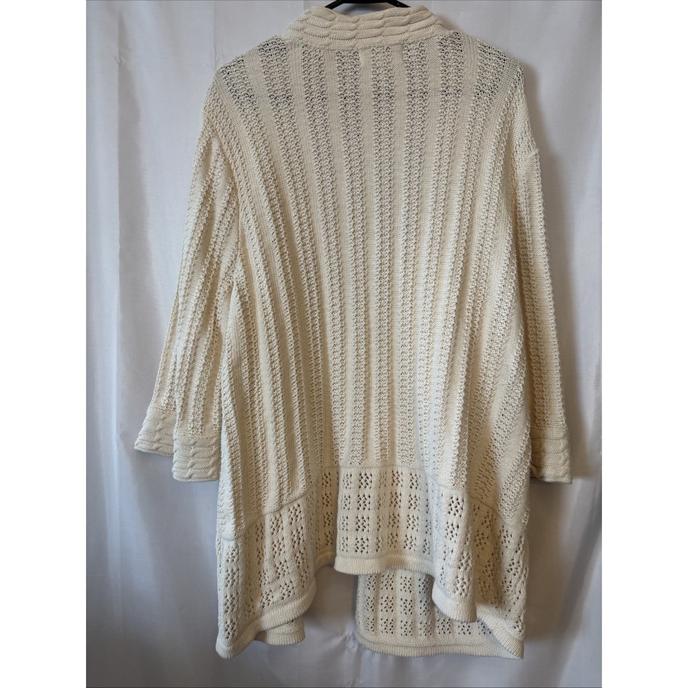CJ Banks Women's Open Front Cardigan Sweater Cable-Knit Size 3X Ivory - Picture 5 of 7